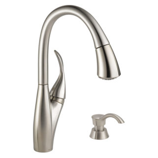 Delta Berkley: Single Handle Pull-down Kitchen Faucet with MagnaTite and Soap Dispenser