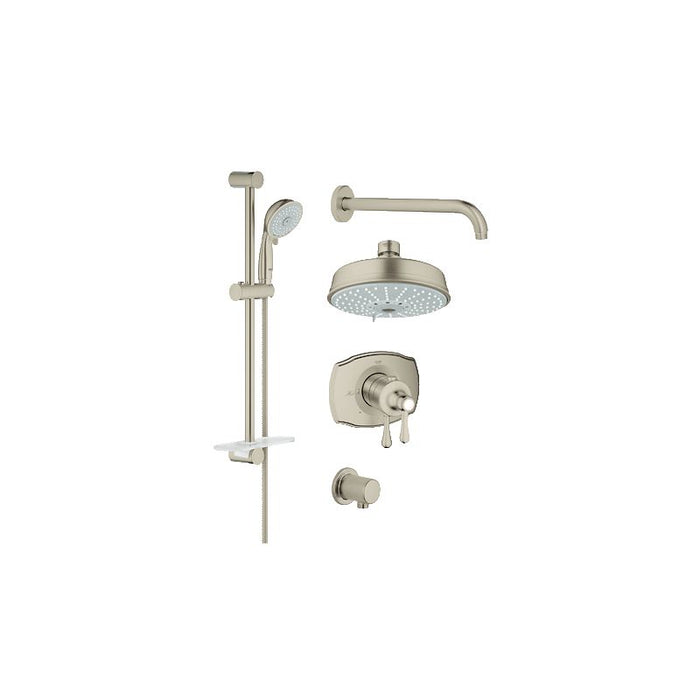 Grohe 35054 GrohFlex 24 1/2 Inch Thermostatic Valve Shower Set with 4 Sprays Showerhead
