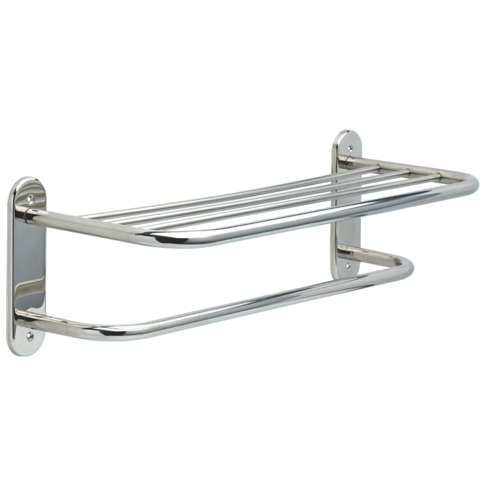 Delta : 24" Metal Towel Shelf with One Bar, Exposed Mounting