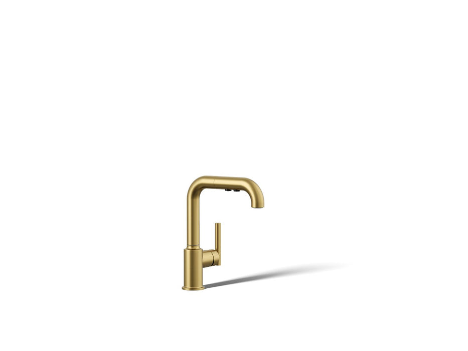 KOHLER Purist Pull-out kitchen sink faucet with three-function sprayhead