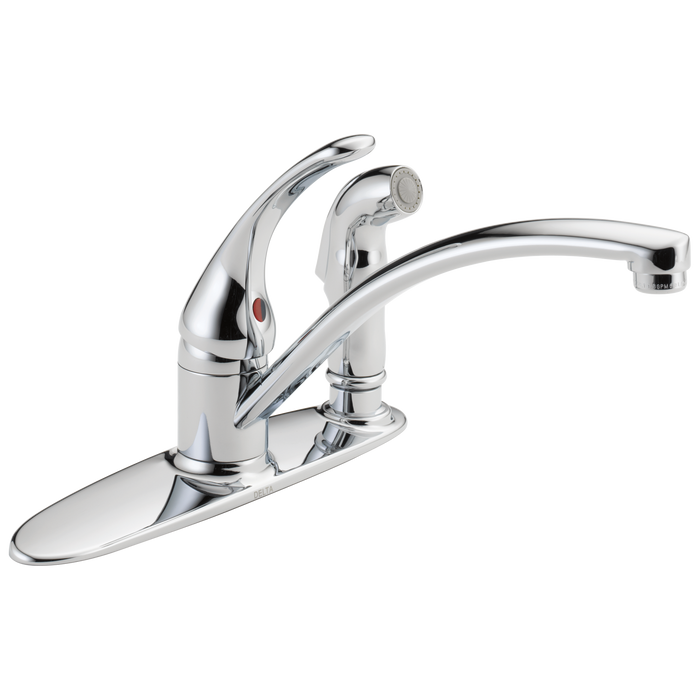 Delta B3310LF Foundations Single Handle Kitchen Faucet with Integral Spray