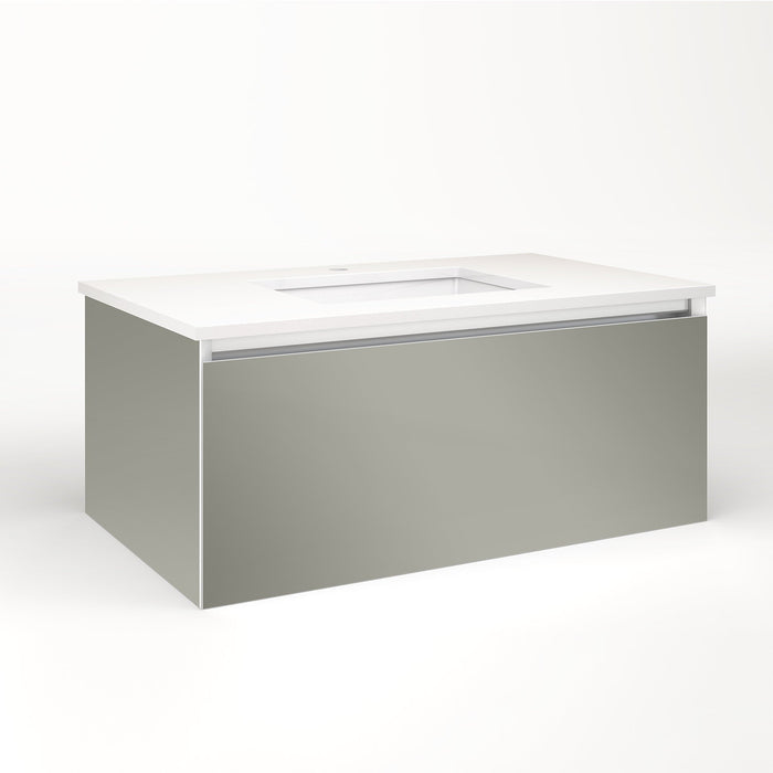 Cartesian 36-1/8" x 15" x 21-3/4" single drawer vanity in mirror with slow-close full drawer and no night light