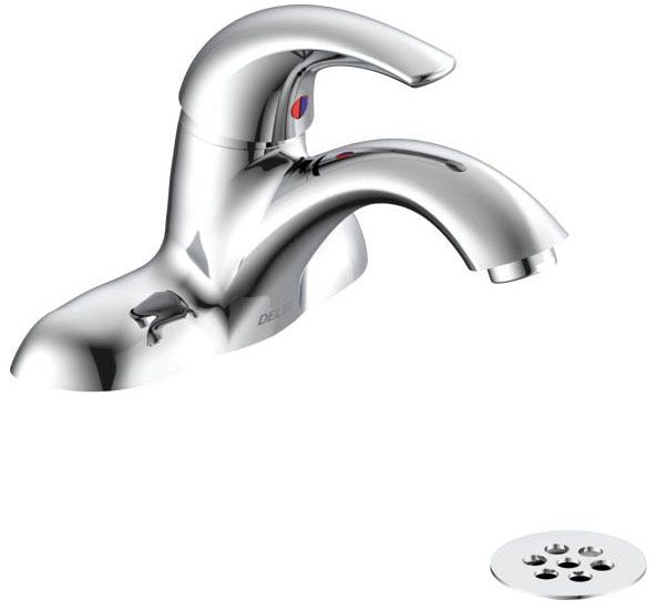 Delta Commercial 22C:22C401 Single Handle Centerset Bathroom Faucet with Grid Strainer