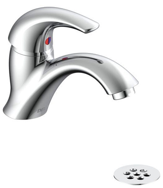 Delta Commercial 22C:22C951 Single Handle Single Hole Bathroom Faucet with Grid Strainer