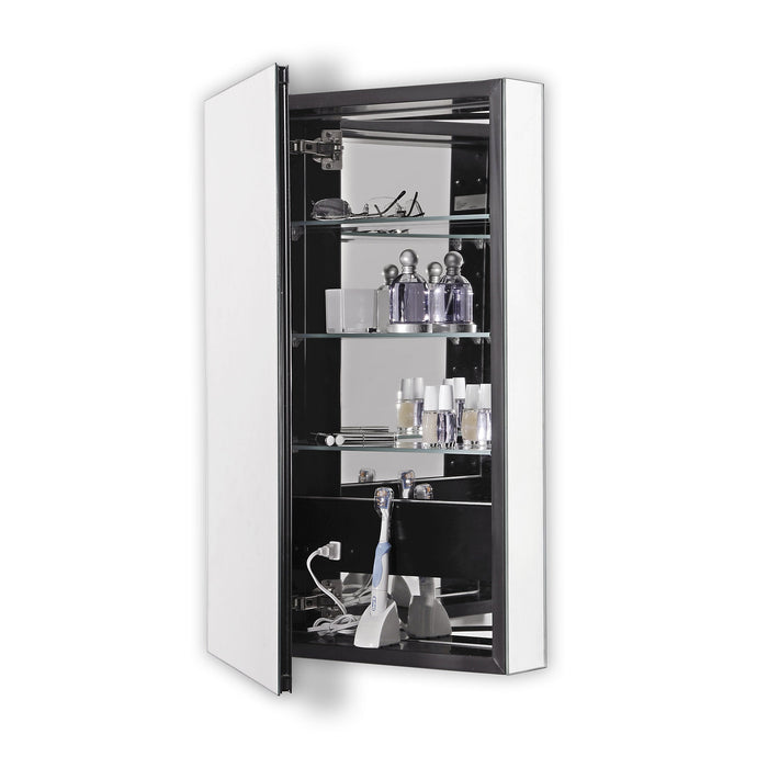 PL Series 15-1/4" x 39-3/8" x 4" flat top cabinet with polished edge, left hinge, black interior and electric