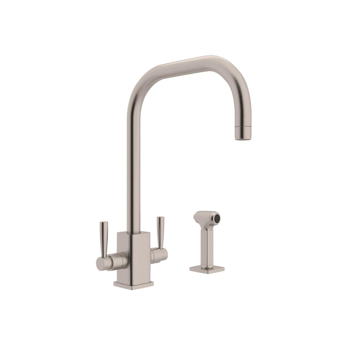Perrin & Rowe U.4310 Holborn Two Handle Kitchen Faucet With U-Spout and Side Spray