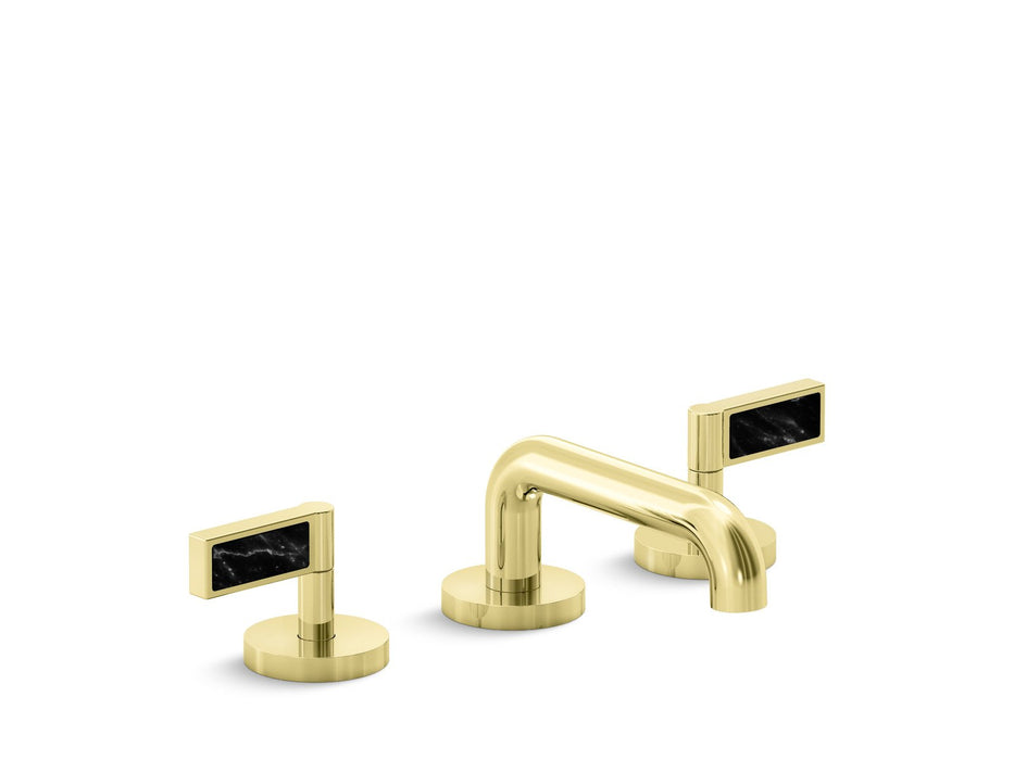Kallista P24491-NM-CP One Decorative Sink Faucet, Low Spout, Nero Marquina Handles