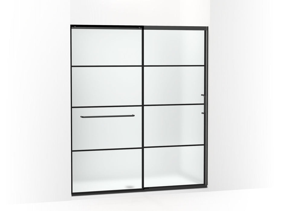 KOHLER K-707616-8G80 Elate Sliding shower door, 75-1/2" H x 62-1/4 - 65-5/8" W, with heavy 5/16" thick Frosted glass with rectangular grille pattern