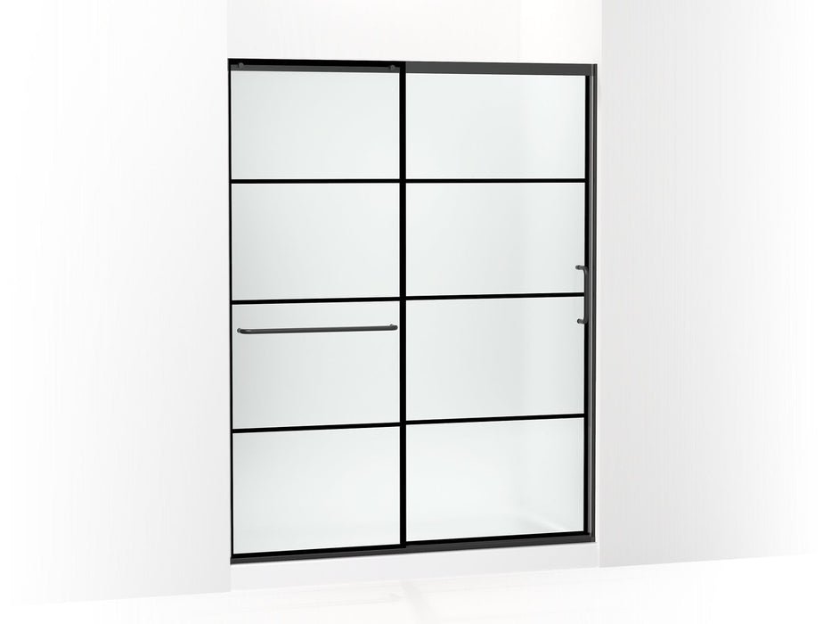 KOHLER K-707615-8G80 Elate Sliding shower door, 75-1/2" H x 56-1/4 - 59-5/8" W, with heavy 5/16" thick Frosted glass with rectangular grille pattern