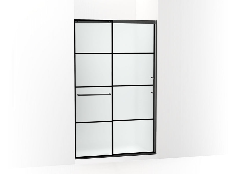 KOHLER K-707613-8G80 Elate Sliding shower door, 75-1/2" H x 44-1/4 - 47-5/8" W, with heavy 5/16" thick Frosted glass with rectangular grille pattern