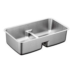 Moen G18252 1800 Series 29"X18" Stainless Steel 18 Gauge Double Bowl Undermount Sink in Satin Stainless