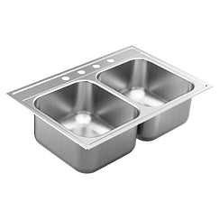 Moen GS182114 33"X22" Stainless Steel 18 Gauge Double Bowl Drop In Sink