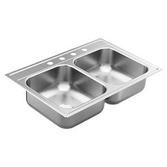 Moen GS182154 33"X22" Stainless Steel 18 Gauge Double Bowl Drop In Sink