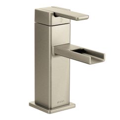 Moen S6705 90 - Degree Single Hole Handle Mid - Arc Lavatory Faucet in Brushed Nickel