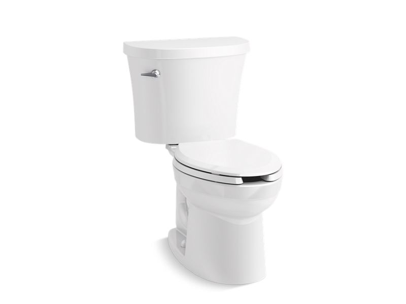 KOHLER 25087-SST-0 Kingston Two-Piece Elongated 1.28 Gpf Toilet With Tank Cover Locks And Antimicrobial Finish in White