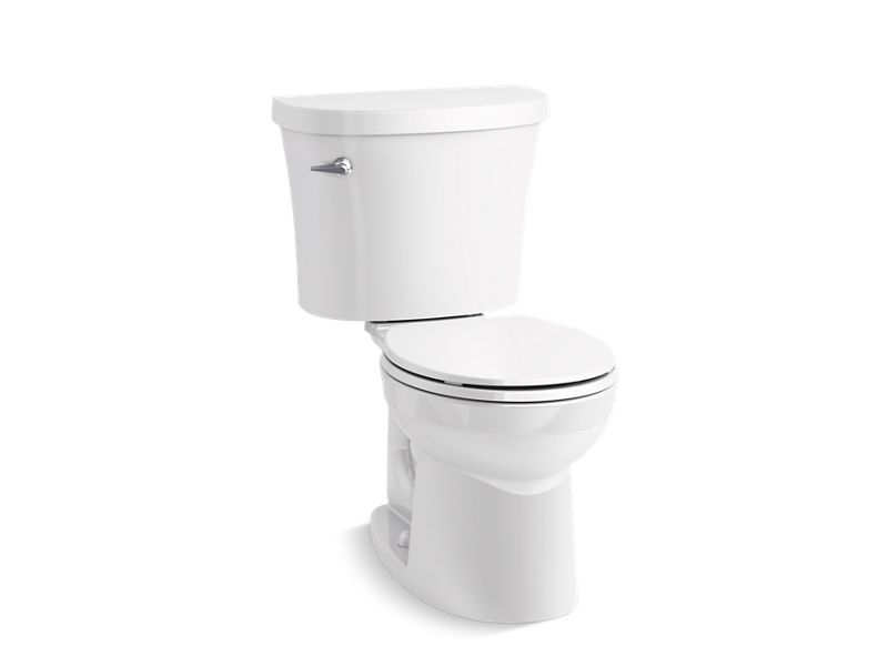 KOHLER 25097-SST-0 Kingston Two-Piece Round-Front 1.28 Gpf Toilet With Tank Cover Locks And Antimicrobial Finish in White