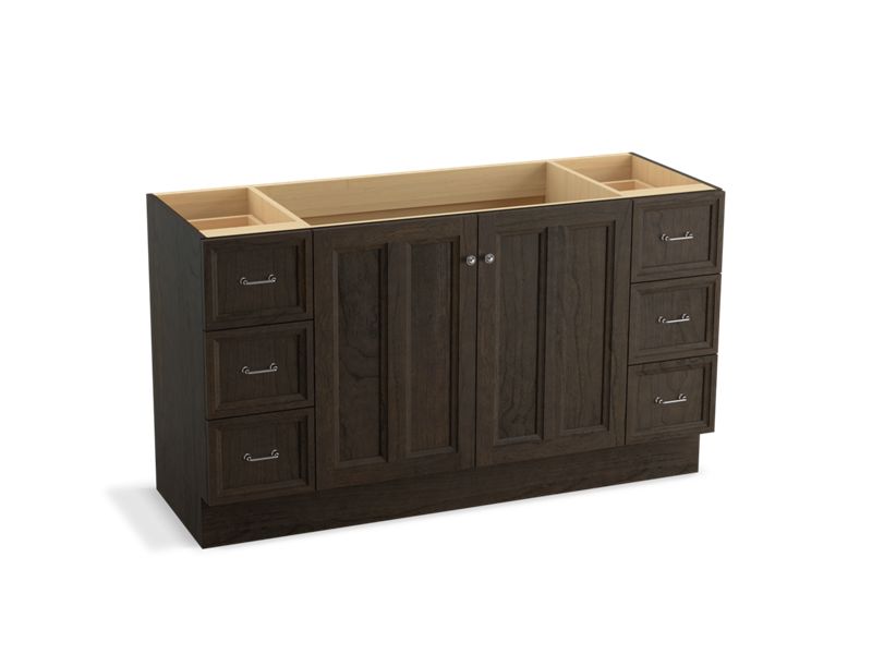 KOHLER K-99523-TK-1WC Damask 60" bathroom vanity cabinet with toe kick, 2 doors and 6 drawers