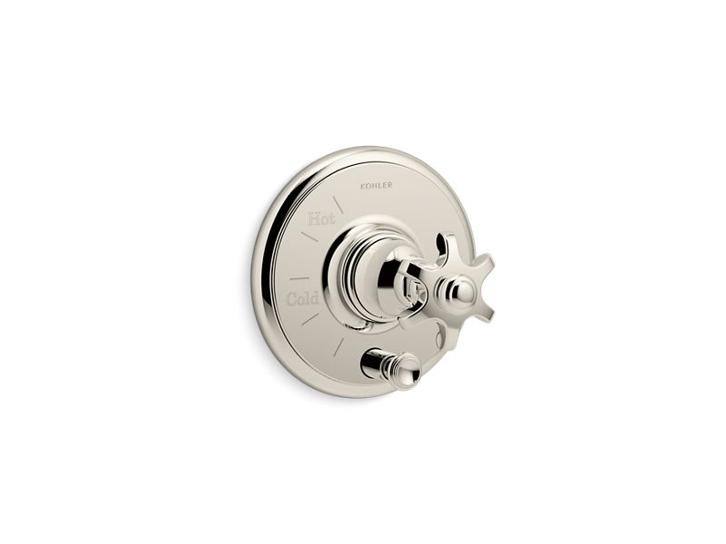 KOHLER K-T72768-3M Artifacts Rite-Temp pressure-balancing valve trim with push-button diverter and prong handle