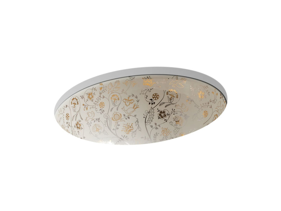 KOHLER K-14218-T9 Mille Fleurs Caxton 19-1/4" oval undermount bathroom sink, no overflow