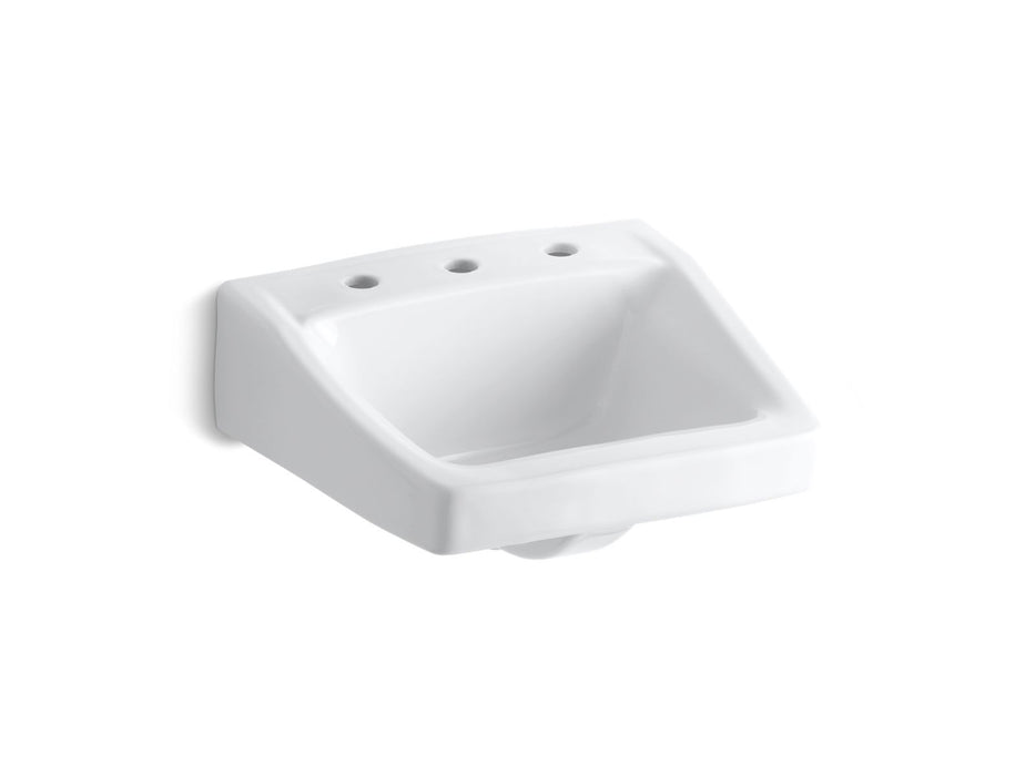 KOHLER K-1724 Chesapeake 19-1/4" x 17-1/4" wall-mount/concealed arm carrier bathroom sink with 8" widespread faucet hole