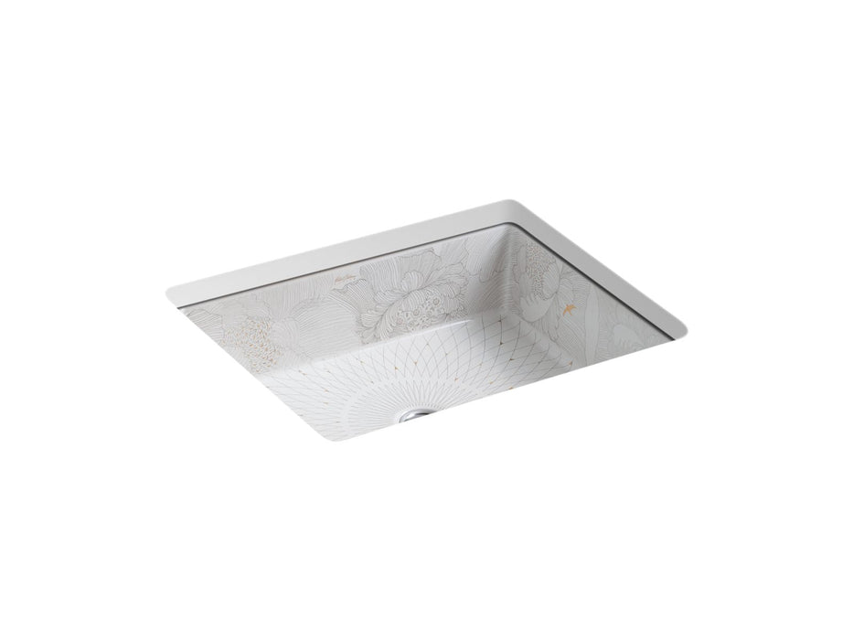 KOHLER K-14275-SMC Empress Bouquet Kathryn 19-3/4" square undermount bathroom sink, no overflow