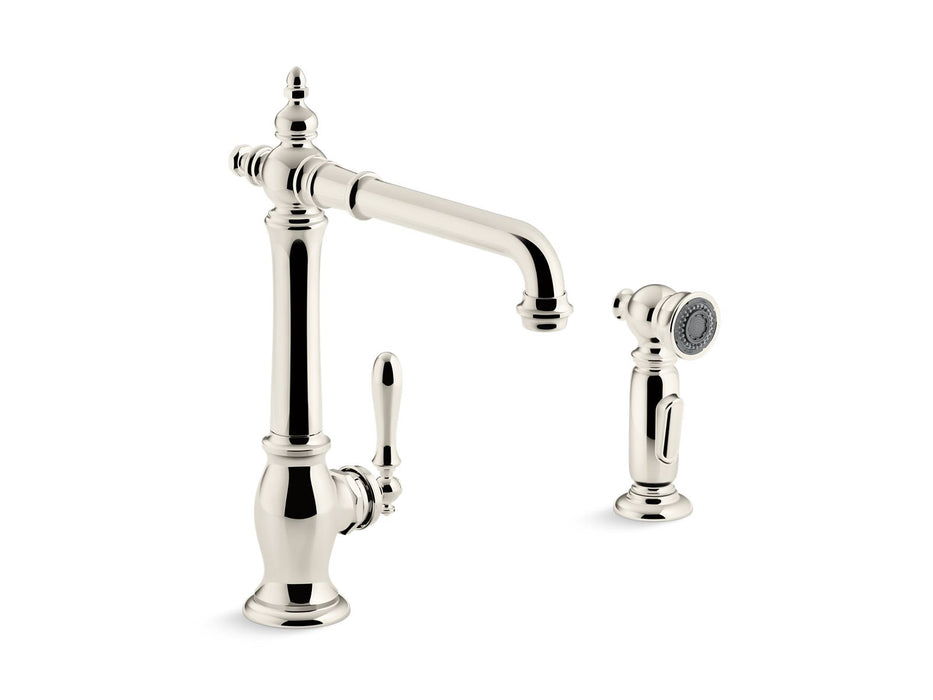 KOHLER K-99265 Artifacts Single-handle kitchen sink faucet with side sprayer