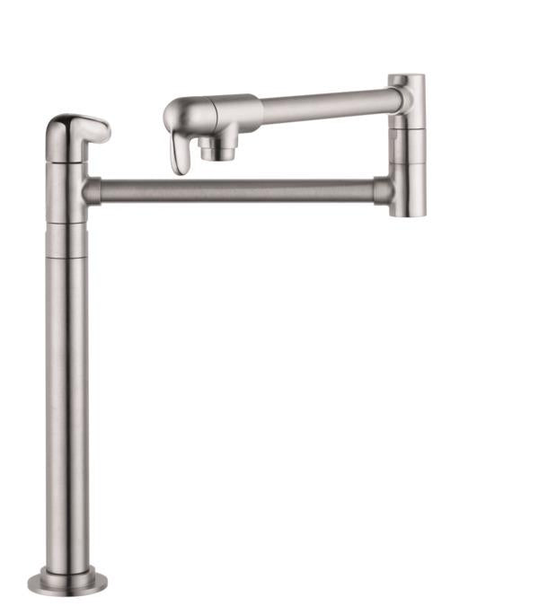 hansgrohe 04060860 Allegro E Pot Filler Faucet Deck Mounted with Metal Lever Handles in Steel Optic