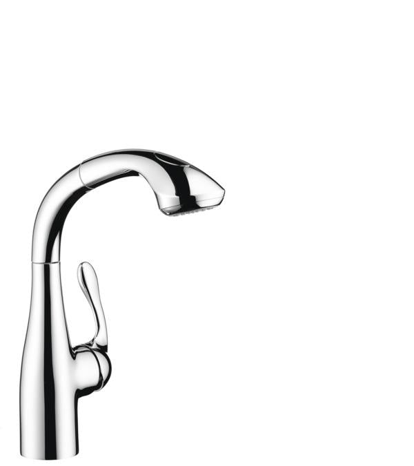 hansgrohe 04067000 Allegro E Pull-Out Prep Faucet with Magnetic Docking & Toggle Spray Diverter in Chrome