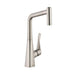 hansgrohe 04508800 Metris 2 Spray Prep Pull-Out Kitchen Faucet with Magnetic Docking & Locking Spray Diverter in Steel Optic