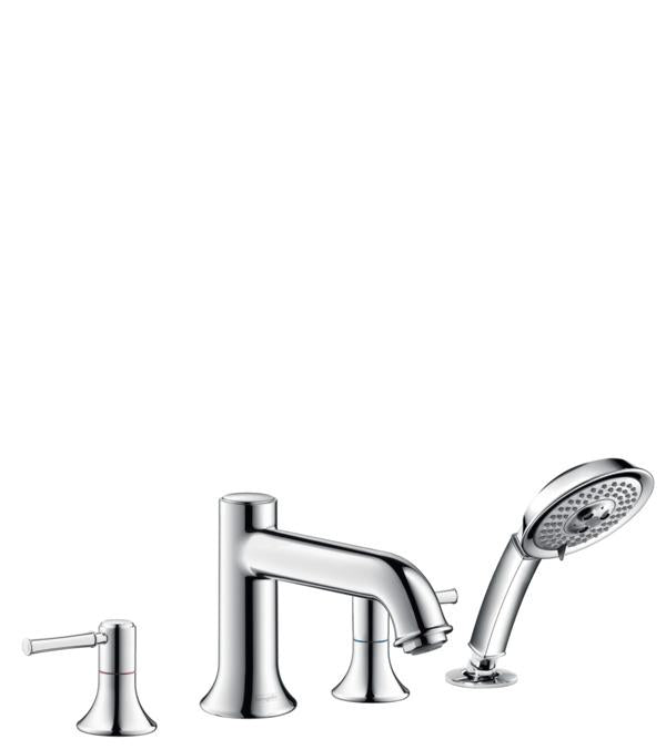 hansgrohe 14314001 Talis C Roman Tub Filler Faucet with Diverter Metal Lever Handles and 2.0 GPM Multi Function Hand Shower Less Valve in Chrome