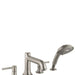 hansgrohe 14314821 Talis C Roman Tub Filler Faucet with Diverter Metal Lever Handles and 2.0 GPM Multi Function Hand Shower Less Valve in Brushed Nickel