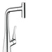 hansgrohe 14848001 Metris Select Pull-Out Prep Kitchen Faucet with Select On/Off Push Button in Chrome