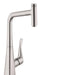 hansgrohe 14848801 Metris Select Pull-Out Prep Kitchen Faucet with Select On/Off Push Button in Steel Optic