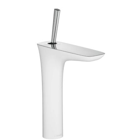hansgrohe 15081401 Pura Vida 1.2 GPM Single Hole Bathroom Faucet with Eco Right Quick Clean and Comfort Zone Technologies - Less Drain Assembly in Chrome/White