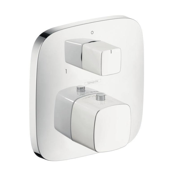 hansgrohe 15771401 Pura Vida Thermostatic Valve Trim with Integrated Diverter and Volume Controls - Less Valve in Chrome/White