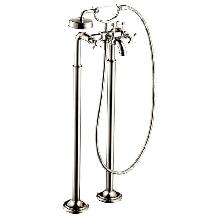 AXOR 16547831 Montreux Roman Tub Filler Faucet Free Standing with Diverter 50" Techniflex Hose and 2.5 GPM Single Function Hand Shower Less Valve in Polished Nickel