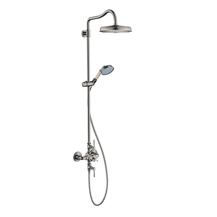 AXOR 16572821 Montreux Thermostatic Shower System with Shower Head Hand Shower Shower Arm Hose Valve Trim and Rough-In Valve in Brushed Nickel