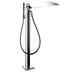 AXOR 18450001 Massaud Tub Filler Faucet Free Standing with Diverter 2.5 GPM Multi Function Hand Shower 49" Techniflex Hose Non Diverter Tub Spout and Shelf Less Valve