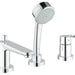 Grohe 19592000 BauLoop Three Hole Widespread/Deck Mounted Roman Tub Filler with Handshower
