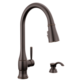 Delta Hazelwood: Single Handle Pull-Down Kitchen Faucet with Soap Dispenser and ShieldSpray Technology