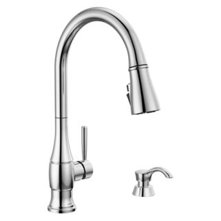 Delta Hazelwood: Single Handle Pull-Down Kitchen Faucet with Soap Dispenser and ShieldSpray Technology