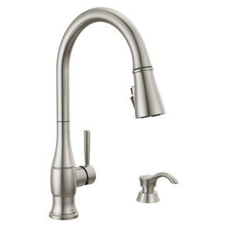 Delta Hazelwood: Single Handle Pull-Down Kitchen Faucet with Soap Dispenser and ShieldSpray Technology