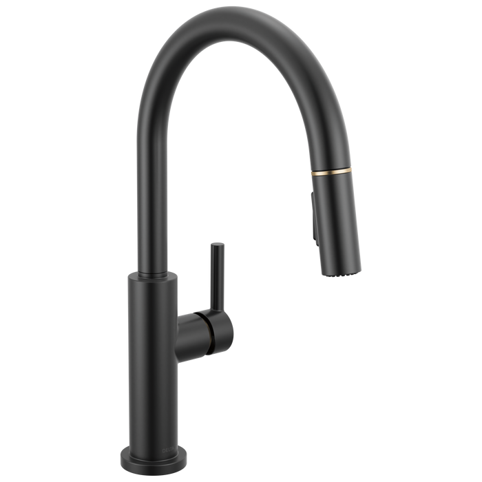 Delta Nicoli 19867LF Single Handle Pull-Down Kitchen Faucet - Matte Black / Champagne Bronze