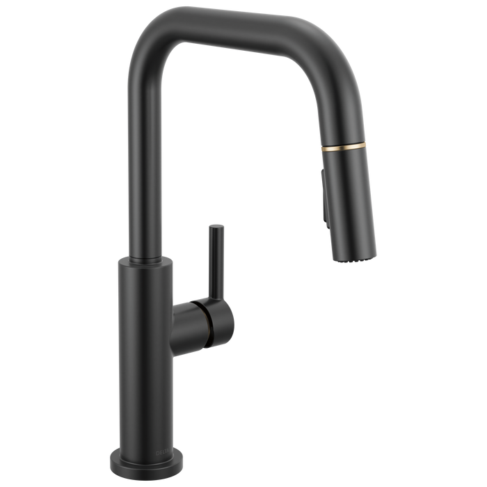 Delta Nicoli 19868LF Single Handle Pull-Down Kitchen Faucet - Matte Black / Champagne Bronze