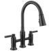 Delta Renaldi 2384L-RB Two Handle Pull-Down Bridge Kitchen Faucet - Matte Black
