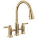 Delta Renaldi 2384L-RB Two Handle Pull-Down Bridge Kitchen Faucet - Lumicoat Champagne Bronze