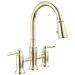 Delta Renaldi 2384L-RB Two Handle Pull-Down Bridge Kitchen Faucet - Lumicoat Polished Nickel