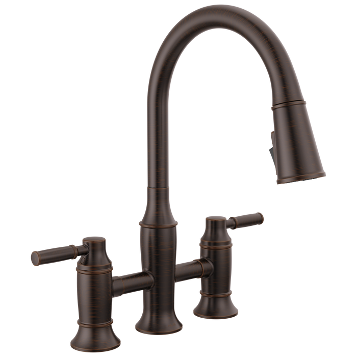 Delta Renaldi 2384L-RB Two Handle Pull-Down Bridge Kitchen Faucet - Venetian Bronze