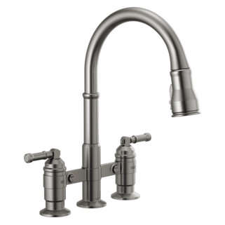 Delta Broderick: Two Handle Pull-Down Bridge Kitchen Faucet