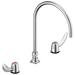 Two Handle Widespread Bathroom Faucet with Gooseneck Spout - Less Pop-Up